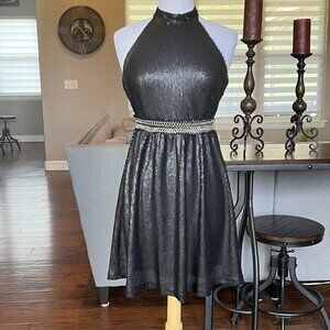 NWT WYLDR Revolve Sequin Dress Women's Small Matte Black Cocktail Party Halter